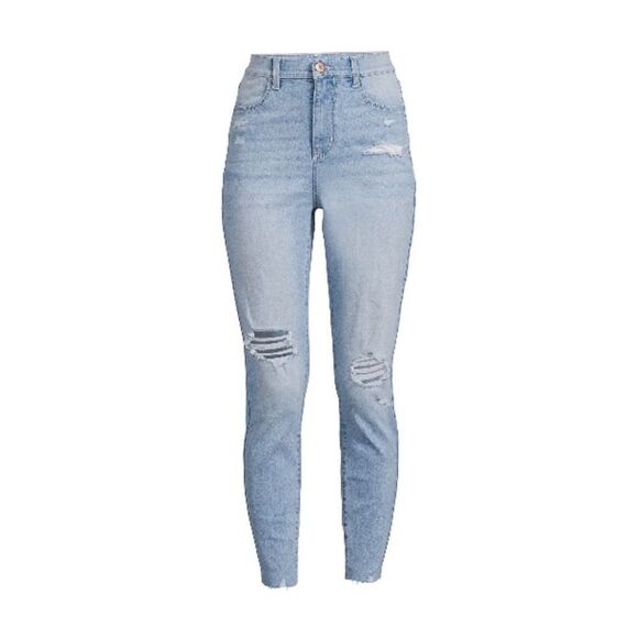 Women’s Juniors Super High Rise Curvy Slim Destructed Denim Jeans Pants Size 9 - Picture 1 of 5